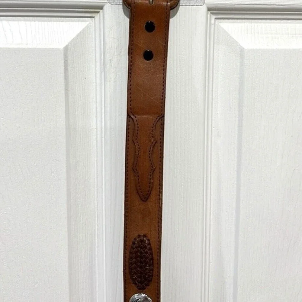 Men’s brown leather and silver color  western style belt